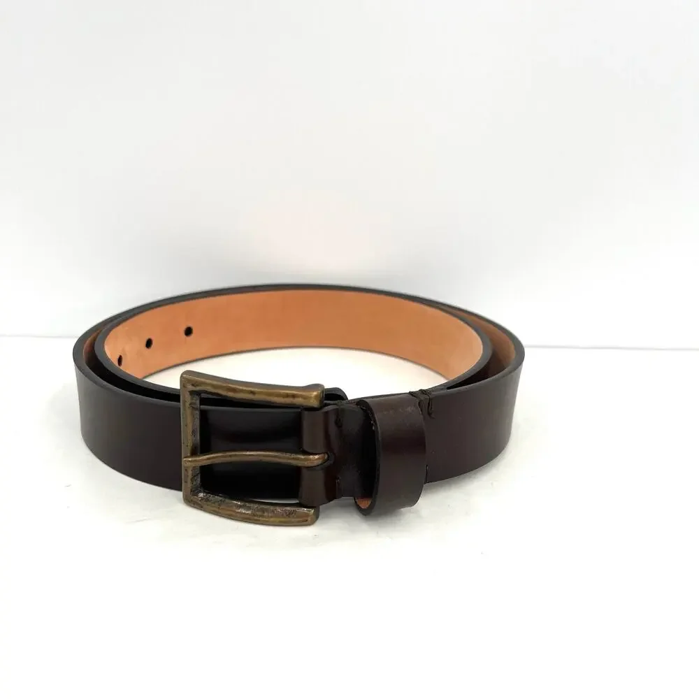 Trafalgar Ashton genuine Italian leather square buckle men’s brown tobacco belt